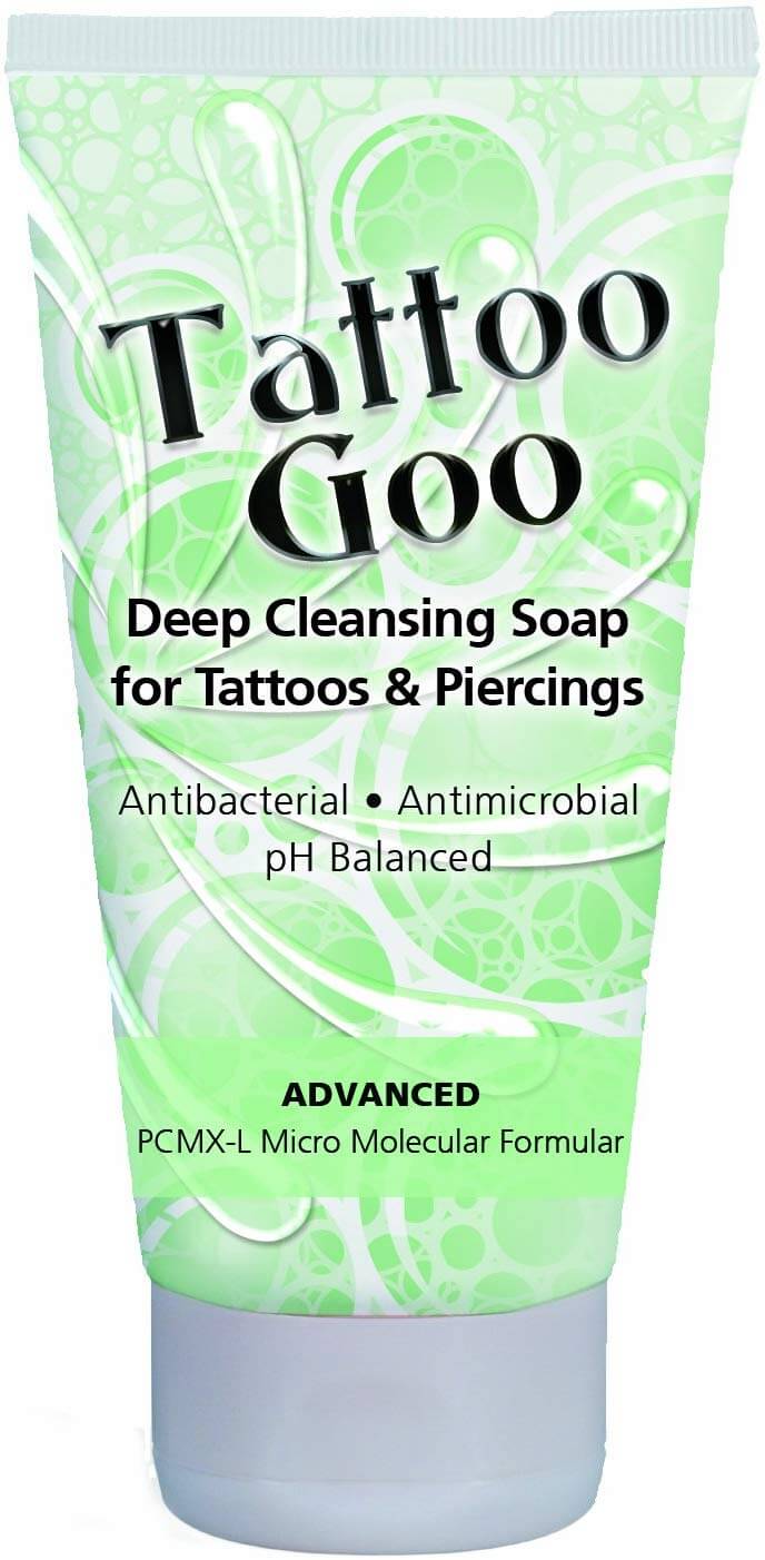 the first stage of the tattoo healing process is cleaning. use something like tattoo goo's cleansing soap to wash your tattoo