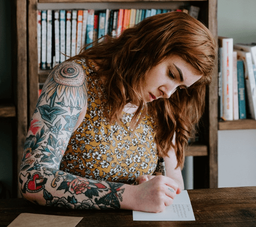 machine made tattoo on a woman's arm